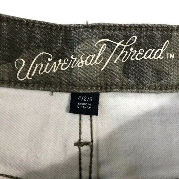 Universal Thread Womens Jeans Size 4 27R High Rise Skinny Green Camo Denim Jeans - Picture 4 of 8